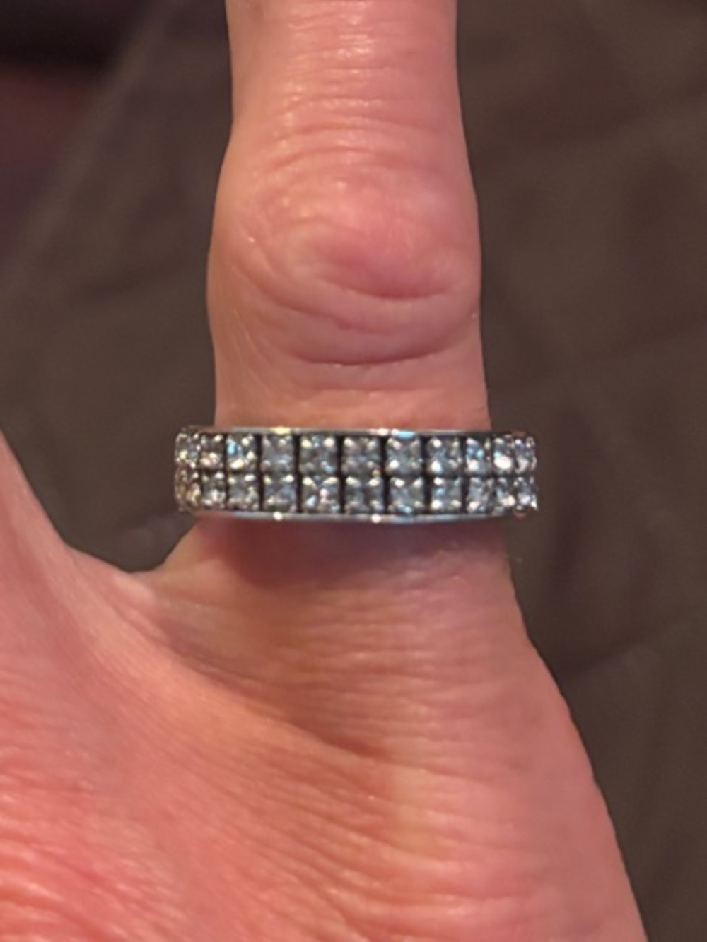 Vintage Park Lane Sparkling Double-Row Crystal Band Ring - Silver Tone